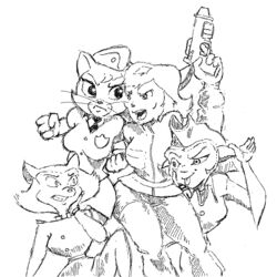  anthro black_and_white captain_amelia crossover disney domestic_cat felid felina_feral feline felis female group gun handgun hanna-barbera katy_o&#039;kitty mammal metro-goldwyn-mayer monochrome pamela_bondani patrol_03 pistol police ranged_weapon smekbo swat_kats tom_and_jerry treasure_planet weapon 