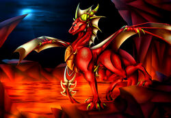  activision claws digital_media_(artwork) dragon european_mythology feral flame_(spyro) green_eyes hi_res horn membrane_(anatomy) membranous_wings mollish mythological_creature mythological_scalie mythology red_body red_scales scales scalie solo spines spyro_the_dragon standing western_dragon wings 