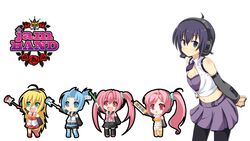  amane_kana chibi cleavage guitar headphones jam_band mitarashi_marie pantyhose thighhighs tsurumaki_maki tsutsumi_kanon tsutsumi_rizumu 