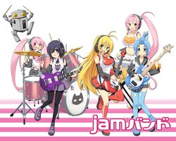  amane_kana cleavage guitar headphones jam_band mitarashi_marie pantyhose robota tagme thighhighs tsurumaki_maki tsutsumi_kanon tsutsumi_rizumu 