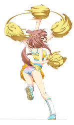  &gt;_&lt; :3 absurdres alternate_costume animal_ears ass back-print_panties bad_id bad_pixiv_id bare_arms bare_shoulders braid breasts brown_hair cheerleader clothes_writing crop_top dog_ears dog_girl dog_tail female from_behind full_body highres hololive hoso-inu inconvenient_tail inugami_korone large_breasts leg_up lifted_by_tail long_hair loose_socks low_twin_braids low_twintails microskirt midriff open_mouth panties pantyshot pleated_skirt pom_pom_(cheerleading) poruneko print_panties shoes simple_background skirt sneakers socks solo striped_clothes striped_panties tail tail_raised tank_top trefoil twin_braids twintails underwear upskirt virtual_youtuber waving_arms wavy_mouth white_background yellow_skirt yellow_tank_top 