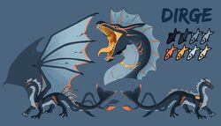  absurd_res ambiguous_gender black_sclera blue_background blue_body blue_eyes blue_wings claws dirge_(dest) dragon feral gills hi_res imperatorcaesar leg_frill membrane_(anatomy) membranous_wings model_sheet mythological_creature mythological_scalie mythology open_mouth orange_tongue scalie sharp_teeth side_view simple_background solo tail teeth tongue tongue_out wing_claws wings 