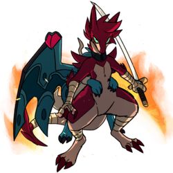  1:1 alpha_channel angry anthro blitzdrachin claws conditional_dnp dragon duo featureless_crotch fire katana male melee_weapon mythological_creature mythological_scalie mythology praimortis scalie sifyro sword tail weapon wings zephyr_the_praimortis 