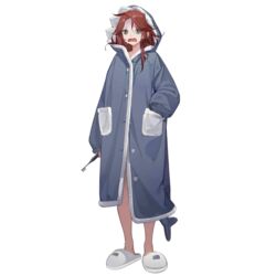  animal_hood artist_request bags_under_eyes blue_pajamas cheryl_(girls&#039;_frontline) crying crying_with_eyes_open d: fake_tail female fins fish_tail full_body girls&#039;_frontline green_eyes hand_in_pocket holding holding_toothbrush hood hood_up long_hair looking_at_viewer no_socks official_art pajamas red_hair runny_nose sad shark_hood shark_tail simple_background slippers snot solo standing streaming_tears tachi-e tail tears third-party_source toothbrush transparent_background white_footwear 