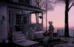  anthro bleak_ambiance building clothed clothing house male mammal murid murine outside overalls plant porch rat rodent sky solo standing syrupdude tree watering_can window 