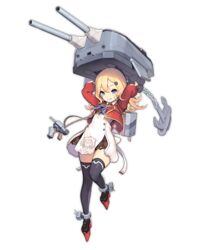  abercrombie_(azur_lane) anchor arms_up ascot azur_lane black_footwear black_thighhighs blonde_hair blue_eyes bridal_gauntlets carrying carrying_overhead chains collared_dress cropped_jacket dress eyebrows female full_body grin hair_between_eyes hair_ornament jacket kinjo_kuromomo leg_up long_hair long_sleeves looking_at_viewer mary_janes official_art open_clothes open_jacket purple_ascot red_jacket shoes short_dress smile smoke solo standing standing_on_one_leg straight_hair tachi-e thigh_gap thighhighs transparent_background turret white_dress zettai_ryouiki 