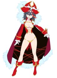  bad_id bad_pixiv_id black_hair boots breasts cleavage coat company_connection cosplay female fur_trim gloves hat kill_la_kill lalaco_godspeed lalaco_godspeed_(cosplay) life_fiber matoi_ryuuko medium_breasts multicolored_hair navel o-nashi_neko pirate_hat revealing_clothes senketsu short_hair solo streaked_hair trigger_(company) two-tone_hair uchuu_patrol_luluco 