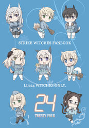  24 6+girls animal_ears aurora_e._juutilainen bad_id bad_pixiv_id bird_tail black_eyes black_hair blonde_hair blue_eyes brave_witches breasts broom brown_hair cat_ears cat_girl cat_tail chibi commentary_request country_connection cover cover_page cup dog_ears dog_girl dog_tail doujin_cover eila_ilmatar_juutilainen eini_a_lukkanen elma_leivonen fake_animal_ears fake_tail fox_ears fox_girl fox_tail glasses green_eyes grey_hair hakkinen hands_on_own_hips hanna_wind hat highres large_breasts laura_nissinen looking_at_viewer military military_uniform multiple_girls nikka_edvardine_katajainen open_mouth owl_ears pantyhose ponytail purple_eyes strike_witches strike_witches:_aurora_no_majo strike_witches:_suomus_misfits_squadron suomus_air_force_24th_squadron sweatdrop tail tarot tarot_(card) toyohei uniform weasel_ears weasel_girl weasel_tail wolf_ears wolf_girl wolf_tail world_witches_series 