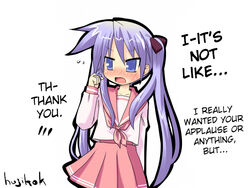  blue_eyes blush collarbone embarrassed frown hair_ribbon hair_twirling hard_translated hiiragi_kagami hujikok long_hair lucky_star pleated_skirt purple_hair ribbon school_uniform serafuku shy simple_background skirt solo sweat translate translated translation_request tsundere tsurime twintails webclap 