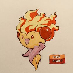  2018 ambiguous_gender beady_eyes biped bottomless cherrim clothed clothing english_text fakemon featureless_crotch featureless_feet featureless_hands feet fighting_pose fire firefightdex flaming_hair full-length_portrait generation_4_pokemon hi_res humanoid marco_fanjul marker_(artwork) mixed_media nintendo no_sclera not_furry on_one_leg open_mouth open_smile pen_(artwork) pink_clothing pink_tongue pokemon pokemon_(species) portrait pose pseudo_hair raised_arm raised_leg red_eyes shadow side_view simple_background smile solo standing sunshine_form_cherrim text tongue toony traditional_media_(artwork) white_background yellow_body yellow_skin 