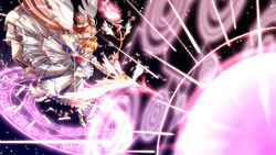  2girls black_background blue_eyes bow bow_(weapon) color_connection commentary_request divinebuster12 dress fingerless_gloves gloves hairbow kaname_madoka layered_dress light_rays lyrical_nanoha magic magic_circle magical_girl mahou_shoujo_lyrical_nanoha mahou_shoujo_lyrical_nanoha_a&#039;s mahou_shoujo_madoka_magica mahou_shoujo_madoka_magica_(anime) multiple_girls palms raising_heart raising_heart_(exelion_mode) ribbon shoes simple_background starlight_breaker takamachi_nanoha takamachi_nanoha_(sacred_mode) twintails two_side_up ultimate_madoka weapon white_dress winged_footwear wings yellow_eyes 