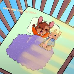  1:1 ambiguous_gender androacebunny baby bedding blanket crib disney gerry_(zootopia) hi_res holidays lagomorph leporid light mammal new_year peter_rabbit peter_rabbit_(series) pillow rabbit skelly_doll solo sunlight young zootopia 