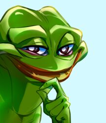  1:1 amphibian anthro digital_media_(artwork) frog green_body icon lips looking_at_viewer male meme not_furry pepe_the_frog rachel_j_corey rare_pepe simple_background smile solo 