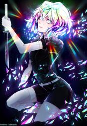  diamond_(houseki_no_kuni) guro houseki_no_kuni invidiata official_watermark sword thighhighs torn_clothes 