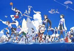  1boy 6+girls admiral_(kancolle) agano_(kancolle) ahoge akagi_(kancolle) akebono_(kancolle) akitsu_maru_(kancolle) animal aoba_(kancolle) ashigara_(kancolle) atago_(kancolle) ball banner basketball basketball_(object) binoculars birii black_hair blonde_hair blue_hair blue_sky brown_hair carrying chitose_(kancolle) chiyoda_(kancolle) choukai_(kancolle) cloud commentary_request contrail cover cover_page crying day detexted dragon_ball dragon_ball_(classic) drinking everyone eyepatch falling fingerless_gloves fish fishing fishing_line fishing_rod flag flying fusou_(kancolle) glasses glint gloves glowing glowing_eye haguro_(kancolle) hair_ornament hair_ribbon haruna_(kancolle) haruna_kai_ni_(kancolle) hat hatsukaze_(kancolle) hayashimo_(kancolle) hibiki_(kancolle) hiei_(kancolle) hiei_kai_ni_(kancolle) high_ponytail highres houshou_(kancolle) ikazuchi_(kancolle) inazuma_(kancolle) indian_style isuzu_(kancolle) jun&#039;you_(kancolle) jun&#039;you_kai_ni_(kancolle) kaga_(kancolle) kagerou_(kancolle) kako_(kancolle) kantai_collection kinu_(kancolle) kirishima_(kancolle) kirishima_kai_ni_(kancolle) kiso_(kancolle) kiso_kai_ni_(kancolle) kitakami_(kancolle) kiyoshimo_(kancolle) kongou_(kancolle) kongou_kai_ni_(kancolle) kumano_(kancolle) kuroshio_(kancolle) long_hair magic_carpet maya_(kancolle) mikuma_(kancolle) mogami_(kancolle) multiple_girls muneate murakumo_(kancolle) musashi_(kancolle) musashi_kai_(kancolle) mutsu_(kancolle) myoukou_(kancolle) myoukou_pose nachi_(kancolle) nagara_(kancolle) nagato_(kancolle) navel neck_ribbon neckerchief necktie nontraditional_miko ocean ooi_(kancolle) open_mouth outdoors oversized_animal pantyhose parachute parody partially_submerged pleated_skirt ponytail purple_hair raised_fist ribbon ringlets running running_on_liquid ryuujou_(kancolle) sakawa_(kancolle) scabbard scared scroll seiza sheath shigure_(kancolle) shikigami shimakaze_(kancolle) shiranui_(kancolle) short_ponytail shoukaku_(kancolle) shoulder_carry side_ponytail sinking sitting skirt sky sky_surfing slam_dunk_(basketball) slam_dunk_(series) smile splashing standing standing_on_liquid surprised suzuya_(kancolle) sweatdrop taihou_(kancolle) taihou_kai_(kancolle) takao_(kancolle) tao_pai_pai tatsuta_(kancolle) tears tenryuu_(kancolle) thighhighs third-party_edit tone_(kancolle) torpedo twintails umbrella underwear unsheathing ushio_(kancolle) verniy_(kancolle) walking walking_on_liquid water wet wo-class_aircraft_carrier yamashiro_(kancolle) yamato_(kancolle) yukikaze_(kancolle) yura_(kancolle) yuudachi_(kancolle) yuudachi_kai_ni_(kancolle) 