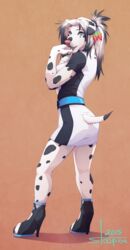  2016 absurd_res ankle_strap_heels anthro ass biped black_clothing black_footwear black_high_heels blue_eyes butt_pose canid canine canis clothed clothing cocked_hip dalmatian domestic_dog dress female footwear hi_res high_heels kara_resch mammal open_toe_heels pose pumps seductive shoes simple_background solo spots stoopix toe_cutout_heels 