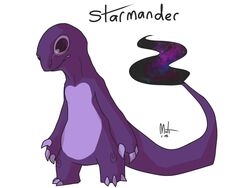  2014 4:3 ambiguous_gender charmander claws commander_ledi generation_1_pokemon nebula nintendo pokemon pokemon_(species) purple_body purple_skin reptile scalie simple_background solo space standing star white_background 