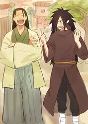  2boys male_focus multiple_boys naruto naruto_(series) senju_hashirama uchiha_madara 