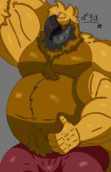  9:14 absurd_res anthro avian barazoku beak belly_hair bird body_hair caio_barone(sagrasancho) clothed clothing digital_media_(artwork) feathers hair hairy hi_res male musclegut muscular muscular_anthro muscular_male parrot pubes sagrasancho simple_background solo tail 