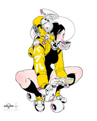  artist_name bicycle black_hair black_leotard black_socks blue_eyes clip_studio_paint_(medium) commentary english_commentary eyelashes female full_body gas_mask gloves helmet highres hood hood_down hooded_jacket jacket kneehighs leotard light_blush long_sleeves looking_ahead mask mask_around_neck mole mole_under_eye open_clothes open_jacket original parted_lips photoshop_(medium) pinup_(style) riding riding_bicycle shoes short_hair signature simple_background sneakers socks space_helmet spread_legs squatting thighs watermark wen_juinn white_background white_footwear white_gloves white_mask yellow_hood yellow_jacket yellow_sleeves 