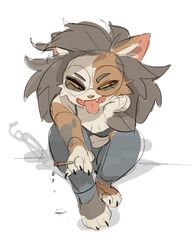  anthro benny_(bypbap) biped bra bypbap clothed clothing domestic_cat drugs eyewear felid feline felis female glasses hair joint long_hair mammal marijuana open_mouth paws sitting skimpy smoke smoking smoking_marijuana solo tongue tongue_out underwear 