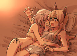  147 2girls animal_ears blonde_hair blush breasts camisole closed_eyes commentary_request crop_top eila_ilmatar_juutilainen fox_ears fox_girl grey_hair groin hug long_hair lying midriff multiple_girls navel on_back on_side open_mouth panties purple_eyes sanya_v._litvyak short_hair short_shorts shorts side-tie_panties sleeping small_breasts strike_witches tank_top underwear wavy_mouth white_camisole white_panties white_shorts white_tank_top world_witches_series yuri 