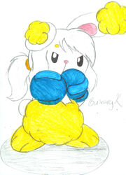  accessory black_eyes boxing boxing_gloves buneary bunearyk clothing crayon_(artwork) female fur generation_4_pokemon graphite_(artwork) hair hair_accessory hairband handwear hi_res lagomorph mammal marker_(artwork) mixed_media nintendo pen_(artwork) pencil_(artwork) pink_nose pokemon pokemon_(species) punch shadow solo sport traditional_media_(artwork) white_body white_fur yellow_body yellow_fur 