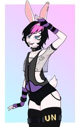  absurd_res alternative_fashion anthro azure_eyes belt blue_eyes bottomwear buckteeth clothing collar cropped_hoodie cuffs_(clothing) digital_drawing_(artwork) digital_media_(artwork) ear_piercing emo emo_haircut emo_hairstyle facial_piercing femboy fishnet_clothing fishnet_topwear french_flag glamfur greeting_viewer hi_res hoodie hotpants industrial_piercing initials lagomorph legwear leporid lip_piercing looking_at_viewer magenta_highlights male mammal manicure piercing pink_nose psycho.soldier psycho_soldier rabbit raised_tail shorts smile snakebite_piercing solo stockings tail teeth thick_thighs topwear vield_nevellinya white_body white_skin wrist_warmers zipper 