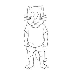  1:1 2022 4_toes anthro barefoot bottomwear buckteeth clothing feet gegege_no_kitaro hi_res looking_at_viewer male mammal monochrome nekotanyanneko nezumi_otoko rodent shirt shorts simple_background solo tail teeth toes topwear whiskers white_background 