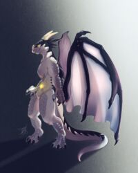  absurd_res anthro claws digitigrade drackonthanri dragon hi_res horn male muscular muscular_anthro muscular_male mythological_creature mythological_scalie mythology nude scales scalie solo tail wings zhanbee 