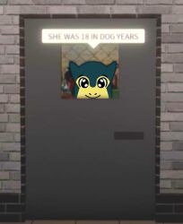  2024 2024_pokemon_gigaleak ambiguous_gender anthro bierwasser blue_body blue_fur bodily_fluids digital_media_(artwork) draw_over english_text fur generation_2_pokemon humor meme nintendo pokemon pokemon_(species) prison prisoner sad solo tears text typhlosion watermark 