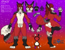  anthro canid canine claws facial_scar felid feline fluffy fluffy_tail fox hi_res hybrid jewelry male mammal model_sheet necklace nonbinary_(lore) nude nude_anthro open_mouth pawpads paws scar solo tail true_fox vincent_sander xfotzy 