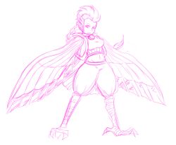  animal_humanoid avian avian_feet avian_humanoid bird_humanoid bottomwear braided_hair braided_ponytail breasts clothed clothing dyna_blade dyna_blade_(species) eyelashes feathered_wings feathers female hair humanoid humanoid_pointy_ears kirby_(series) kiwi_(artist) looking_at_viewer mohawk navel nintendo pants ponytail simple_background smile solo thick_thighs topwear white_background wide_hips winged_arms winged_humanoid wings 