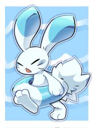  2024 2024_pokemon_gigaleak 3_fingers 3_toes ambiguous_gender ballfranca beta_pokemon_games blue_body blue_fur border closed_eyes english_description feet fingers fur hi_res lagomorph mammal nintendo open_mouth pokemon soles solo tail toes warabbit white_body white_border white_fur 