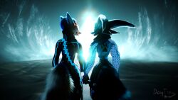  3d_(artwork) anthro c4d cinema_4d_(artwork) clothing daytia digital_media_(artwork) duo fog fur hair help_me hi_res light male pose posed rexouium smile support tail tunnel white_body white_fur white_light 