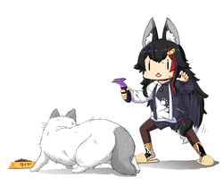  animal_ear_fluff animal_ears black_hair commentary_request feline female hair_ornament hairclip highres hololive hood hoodie long_hair moroyan multicolored_hair official_alternate_costume ookami_mio ookami_mio_(casual) open_mouth pantyhose red_hair shears streaked_hair sweat taiga_(ookami_mio) tail virtual_youtuber white_background wolf_ears wolf_girl wolf_tail 