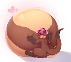  anthro belly belly_inflation big_belly blush chibichuuwu female fur hi_res huge_belly hugging_belly hyper hyper_belly hyper_inflation inflated_belly inflation inflation_fetish looking_at_viewer mammal mustelid otter overinflated solo 