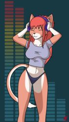  9:16 animated anthro closed_eyes clothing dancing felid feline female frame_by_frame harkrun hi_res mammal panties rachel_(diamondstorm) shaking_hips shirt short_playtime solo t-shirt topwear underwear 