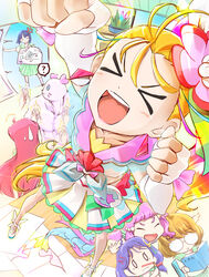  &gt;_&lt; 6+girls artist_name blonde_hair clear_glass_(mildmild1311) clenched_hands closed_eyes commentary_request cure_summer earrings elbow_gloves excited fingerless_gloves glasses gloves hair_ornament hairclip highres ichinose_minori jewelry kururun_(precure) laura_la_mer laura_la_mer_(mermaid) long_hair magical_girl mermaid monster_girl multicolored_hair multiple_girls natsuumi_manatsu open_mouth pink_hair ponytail precure purple_hair reading red_hair shiratori_yuriko shirt short_hair skirt speech_bubble suzumura_sango takizawa_asuka tropical-rouge!_precure twitter_username white_gloves 