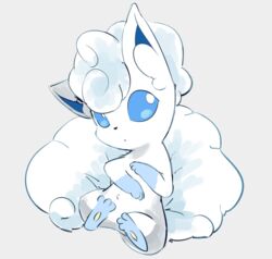  alolan_vulpix blue_eyes commentary english_commentary full_body jaibus looking_at_viewer no_humans pokemon pokemon_(creature) simple_background solo white_background white_theme 