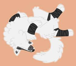  alleycat8706_(artist) canid canine canis cheek_tuft closed_eyes death_(puss_in_boots) dreamworks facial_tuft feral fluffy fluffy_tail fur fuzzy lying male mammal neck_tuft on_back puss_in_boots_(dreamworks) raised_leg sleeping smile solo tail tuft white_body white_fur wolf wrapped_arms 