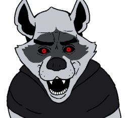  alpha_channel anonymous_artist anthro canid canine canis clothing death_(puss_in_boots) dreamworks fur grey_body grey_fur low_res male mammal open_mouth perro_rabioso puss_in_boots_(dreamworks) red_eyes robe sharp_teeth simple_background solo soyjak teeth transparent_background wolf 