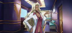  artist_request bench black_bra blonde_hair blue_eyes bra bra_peek breasts cleavage coat code_geass code_geass:_lost_stories collarbone collared_shirt dark-skinned_female dark_skin door facial_mark female forehead forehead_mark game_cg half-closed_eyes hand_up highres holding holding_smoking_pipe indoors lipstick long_hair long_sleeves looking_at_viewer makeup medium_breasts navel non-web_source official_art open_clothes open_coat open_shirt parted_lips rakshata_chawla red_lips red_shirt shirt sidelocks smoking_pipe solo stairs standing stomach teeth television underwear upper_body v-shaped_eyebrows white_coat 