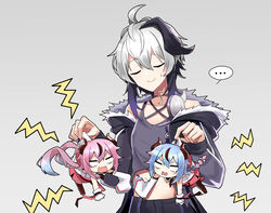  ... 2others androgynous asymmetrical_sleeves bad_id bad_pixiv_id blue_hair closed_eyes collar empty_eyes female flower_(gynoid_talk) flower_(vocaloid) fur-trimmed_jacket fur_trim grey_background gynoid_talk headphones headphones_around_neck holding holding_person horns jacket japanese_clothes meika_hime meika_mikoto midriff mini_person minigirl multicolored_hair multiple_others open_mouth pink_hair purple_hair shidoh279 short_hair skirt sleeves_past_fingers sleeves_past_wrists smile speech_bubble spoken_ellipsis streaked_hair sweatdrop tank_top tears uneven_sleeves upper_body vocaloid white_hair 