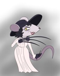  absurd_res alcina_dimitrescu alternate_species anthro capcom cigarette_holder claws clothing fangs female gown hat headgear headwear hi_res mammal mature_female mouse moushley_(meme) murid murine partlysmith resident_evil rodent solo teeth 