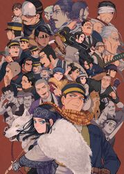  6+boys 6+girls :d adjusting_eyewear ainu ainu_clothes animal arm_up arrow_(projectile) asirpa bald bandaged_head bandages bandana beard beige_jacket belt black_coat black_dress black_eyes black_hair black_jacket black_necktie black_suit black_vest blue_bandana blue_coat blue_eyes blue_headband blue_jacket blue_lips bow_(weapon) braid brown_background brown_belt brown_eyes brown_hair buttons buzz_cut canine cape character_request cikapasi clenched_hand closed_eyes closed_mouth coat collar collared_dress collared_jacket collared_shirt commentary_request dark-skinned_male dark_skin dress ear_piercing earrings enonoka everyone eyeshadow facial_hair feline flipped_hair forehead_protector formal from_behind from_side frown fur_cape gloves golden_kamuy grey_hair grey_headwear gun hair_bun hair_slicked_back hair_strand hammer handgun hat headband henmi_kazuo highres hijikata_toshizou_(golden_kamuy) holding holding_bow_(weapon) holding_gun holding_hammer holding_knife holding_sword holding_weapon hood hood_down hooded_cape hooded_coat hoop_earrings huci ienaga_kano imperial_japanese_army inkarmat jacket jewelry jitter-bug-008 kadokura_(golden_kamuy) katana kepi kikuta_mokutaro kirawus_(golden_kamuy) kiroranke knife koito_otonoshin lips lipstick lolicon long_hair long_sleeves looking_at_another looking_at_viewer looking_away looking_back looking_to_the_side makeup mature_male medium_hair military military_hat military_uniform mole mole_under_mouth moustache multiple_boys multiple_girls nagakura_shinpachi_(golden_kamuy) necktie nihei_tetsuzou nikaidou_kouhei noma_naoaki ogata_hyakunosuke okuyama_kantaro old old_man one_eye_covered open_clothes open_mouth parted_bangs parted_lips partially_colored piercing pipe_in_mouth pouch purple_jacket red_lips retar revolver rifle rikimatsu_ariko running russian_clothes saber_(weapon) scar scar_on_cheek scar_on_face scar_on_forehead scar_on_mouth scar_on_nose scarf shiraishi_yoshitake shirt short_eyebrows short_hair sideburns simple_background single_hair_bun smile smoking_pipe spiked_hair standing star_(symbol) stubble sugimoto_saichi suit sword takagi_tomoharu tanigaki_genjirou thick_eyebrows toni_anji traditional_clothes tsukishima_hajime tsurumi_tokushirou two-tone_headwear undercut uniform upper_body usami_tokishige ushiyama_tatsuma vasily_(golden_kamuy) very_short_hair vest weapon whispering white_cape white_coat white_hair white_shirt white_wolf wide_sleeves wilk_(golden_kamuy) wolf yellow_eyes yellow_headwear yellow_scarf yoichirou_(golden_kamuy) 