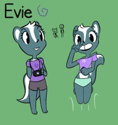  anthro camera clothing evie_(krackdown9) female fur gesture hand_gesture hi_res krackdown9 mammal mephitid skunk teeth v_sign 