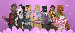  2017 alcohol aloha_shirt anthro anthrofied baby_carrier bear beverage brian_harding canid canine canis clothing craig_cahn damien_bloodmarch domestic_dog dream_daddy equid equine eyewear felid glasses glittering_background group hair horse hugo_vega joseph_christiansen lagomorph leporid lion lolicon long_hair male mammal mat_sella micah.panda pantherine pattern_clothing pattern_shirt pattern_topwear purple_background rabbit robert_small shirt simple_background suit sweater topwear whiskey wolf young young_anthro 