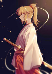  fate/apocrypha fate/stay_night japanese_clothes mordred_(fsn) saber_of_red_(fate/apocrypha) sword yorukun 