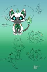  claws domestic_cat draw&amp;nap fangs felid feline felis female feral feral_focus fish hi_res hologram league_of_legends machine mammal marine paws program_yuumi riot_games robot solo_focus tail teeth tencent text watermark whiskers yuumi_(lol) 